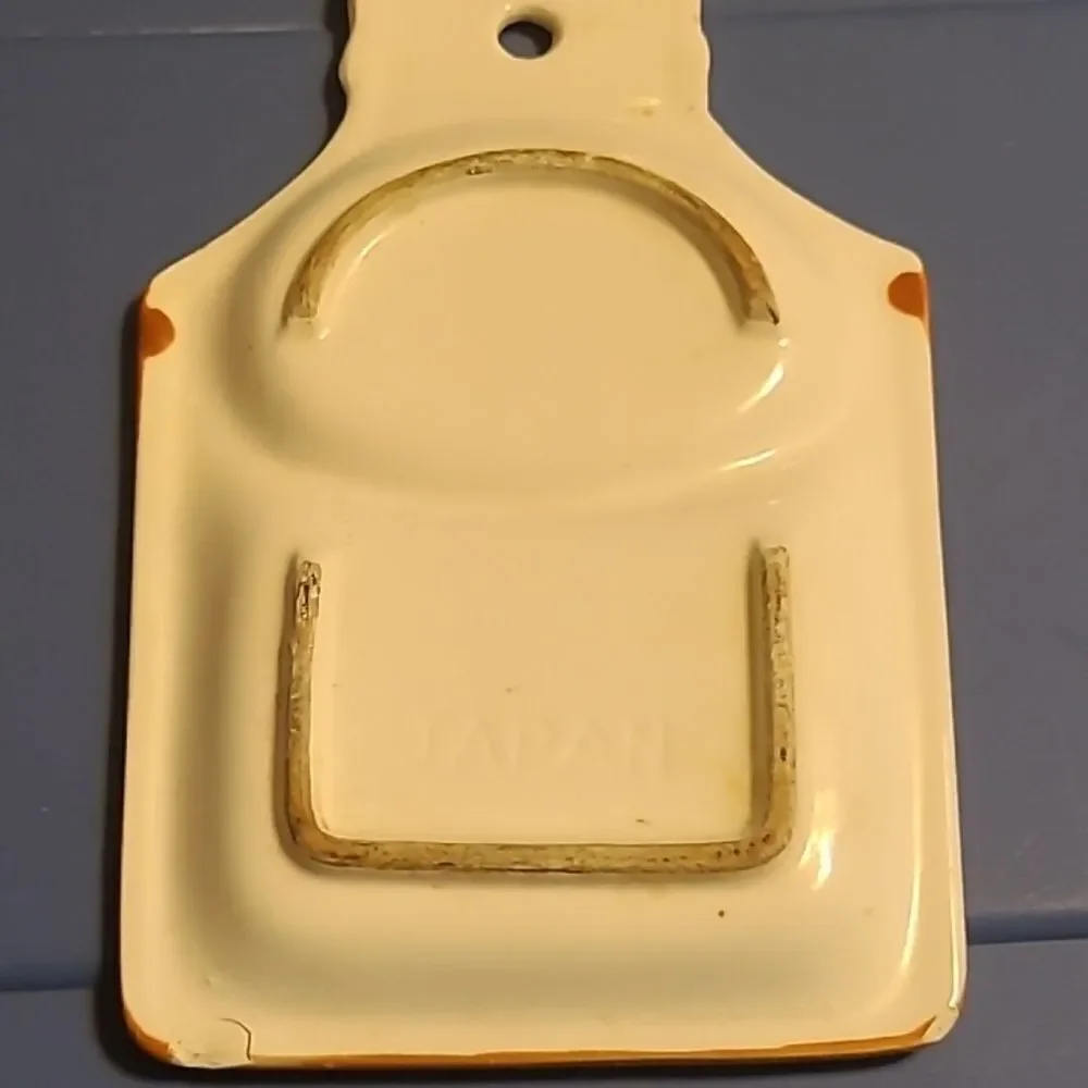 Ceramic Spoon Rest with Orange and White Design